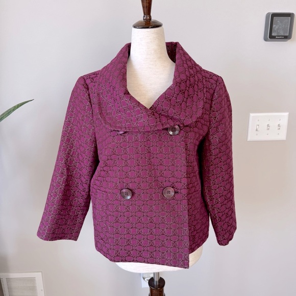 Isaac Mizrahi for Target 60s Style Elegant Pink w/Metallic Cropped Sleeve Jacket - Picture 1 of 7